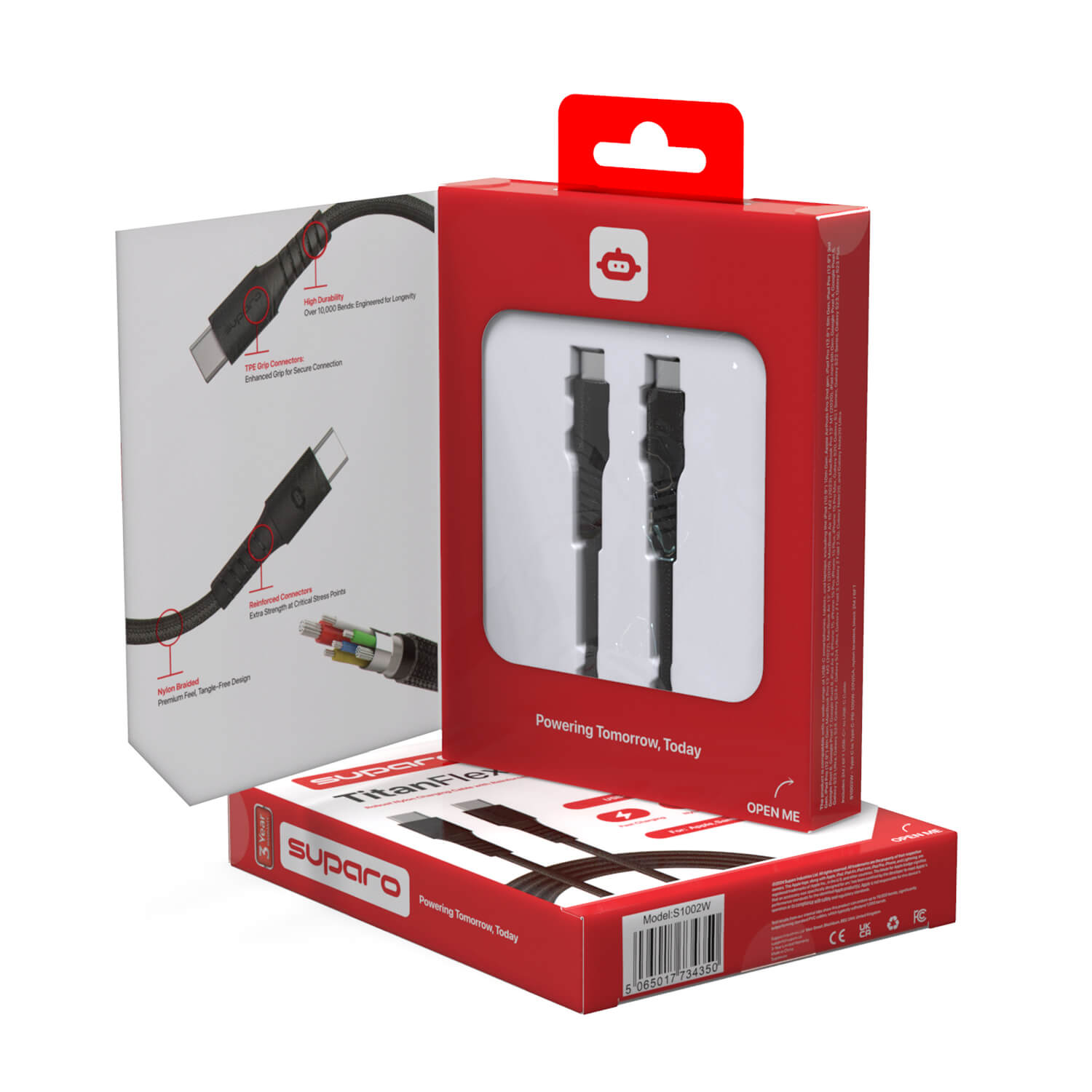 Suparo Type C to Type C-PD 100W, Nylon Braided Charging Cable