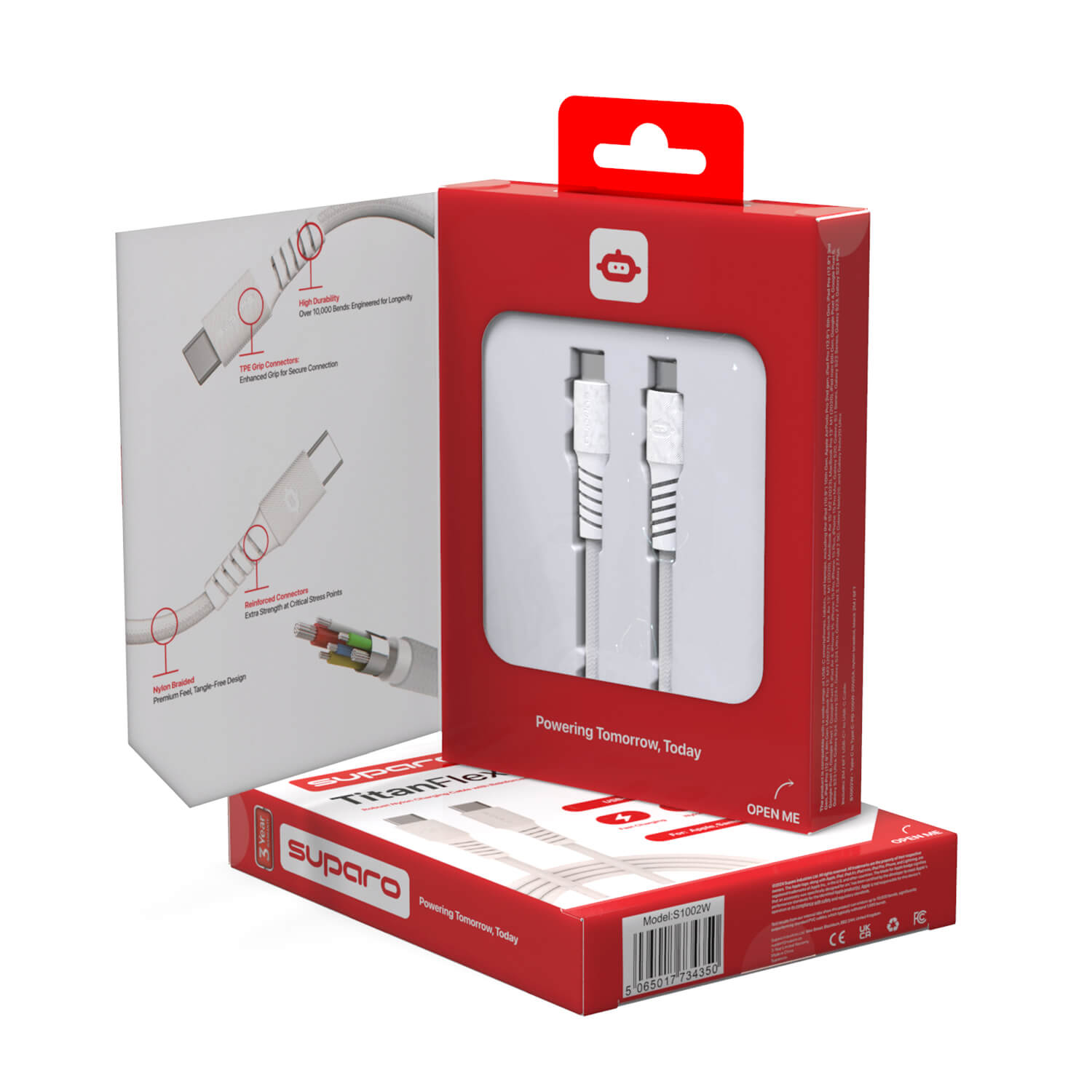 Suparo Type C to Type C-PD 100W, Nylon Braided Charging Cable