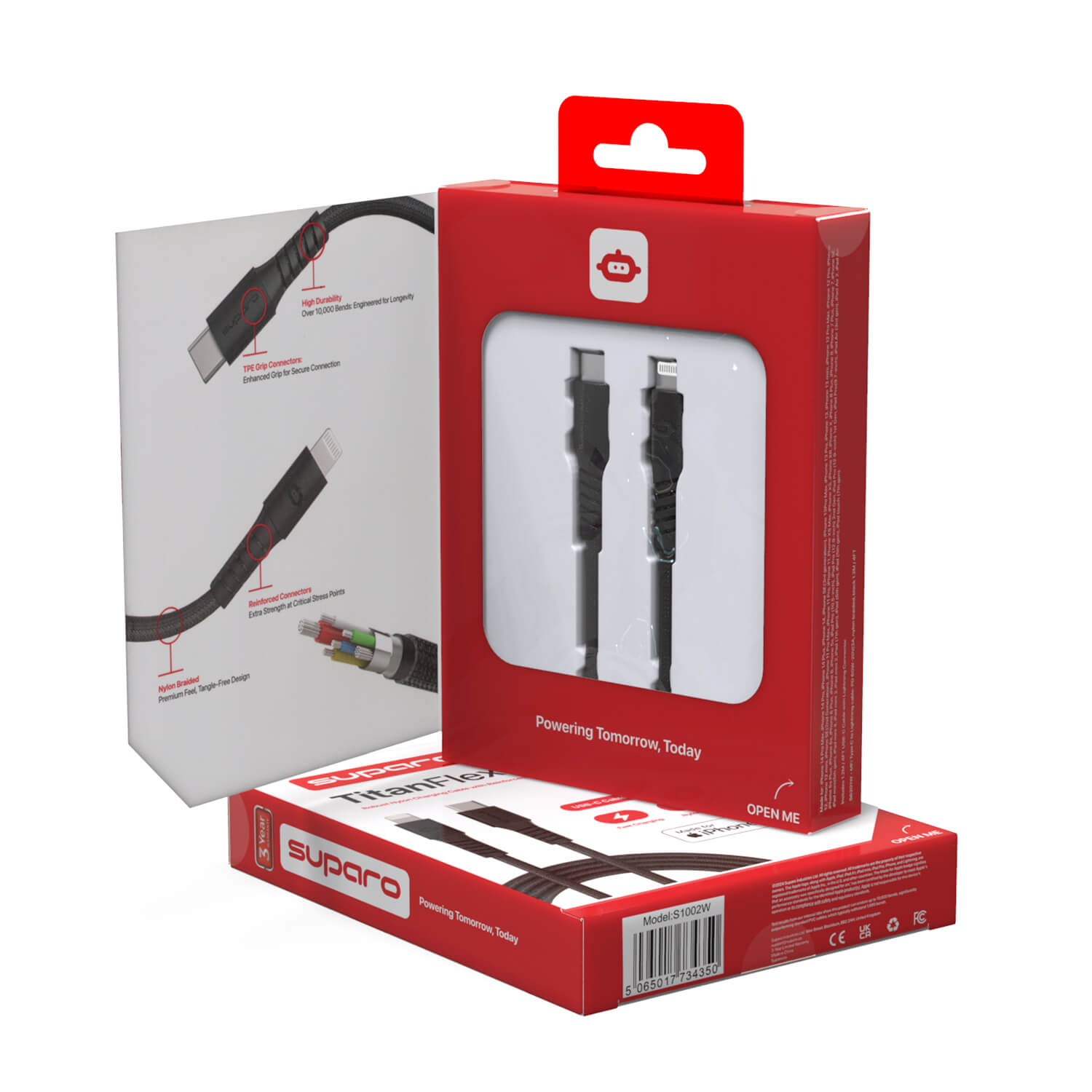 Suparo MFi Type C to Lightning Cable-PD 60W, Nylon Braided