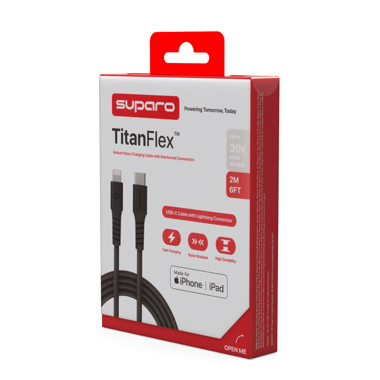 Suparo MFi Type C to Lightning Cable-PD 60W, Nylon Braided