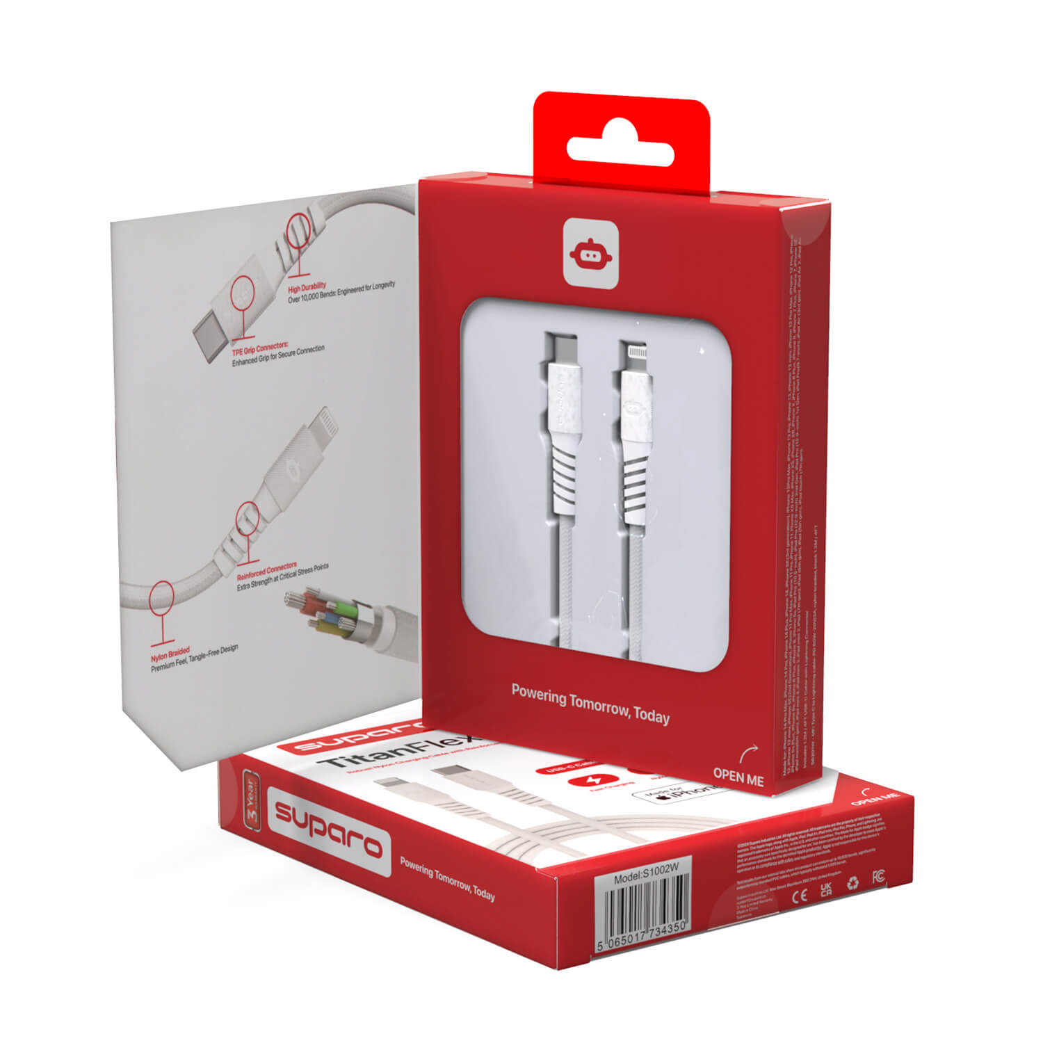 Suparo MFi Type C to Lightning Cable-PD 60W, Nylon Braided