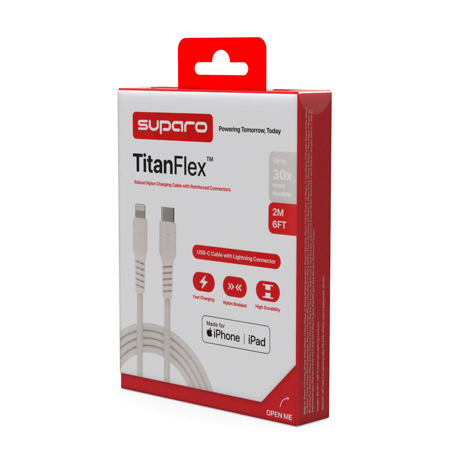 Suparo MFi Type C to Lightning Cable-PD 60W, Nylon Braided