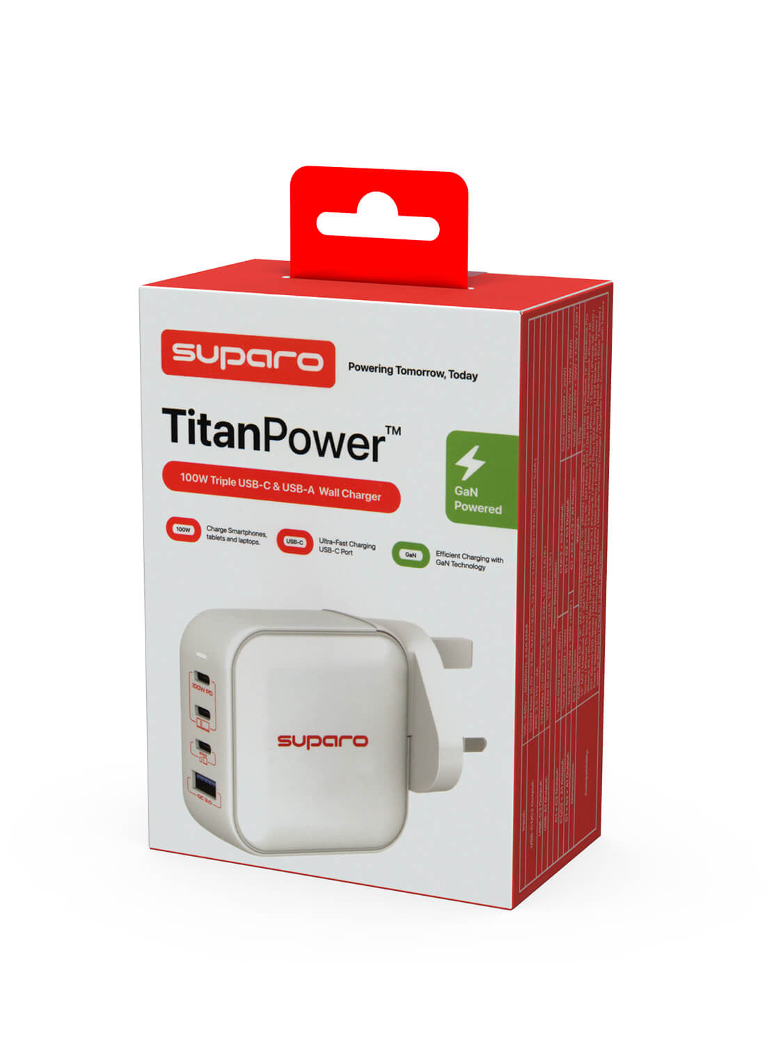 Suparo 100W GAN Triple USB-C & USB-A Charger