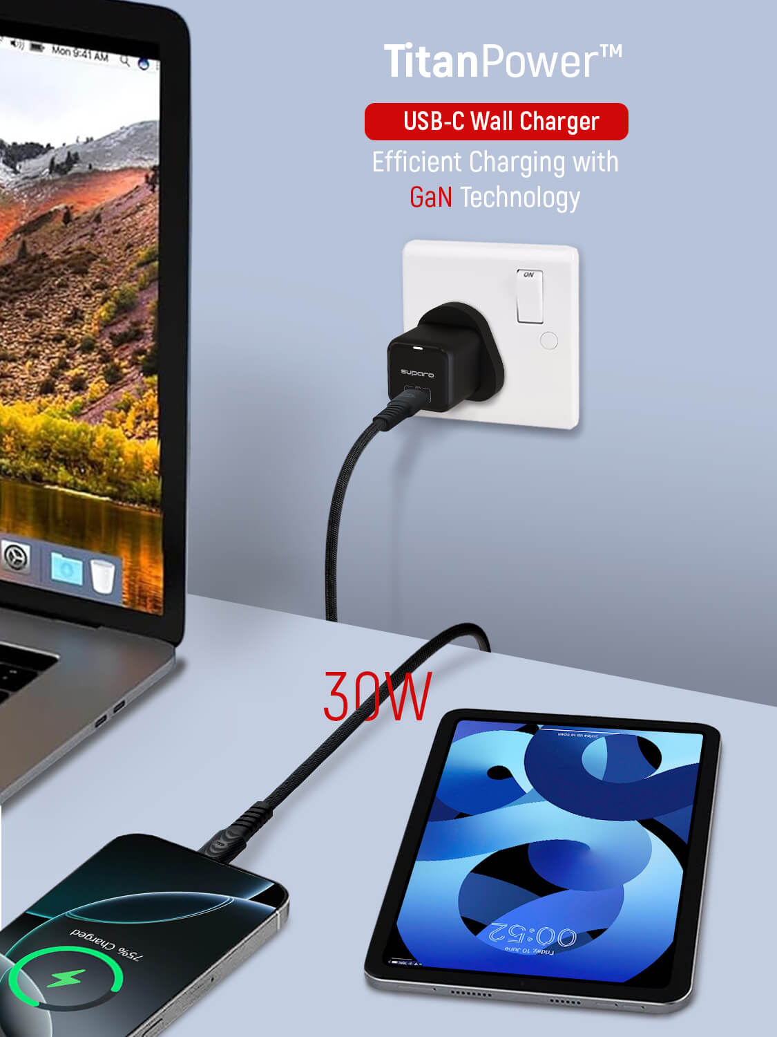 Suparo 30W GAN USB-C Wall Charger