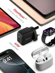 Suparo 45W GAN Dual USB-C Wall Charger (Black)