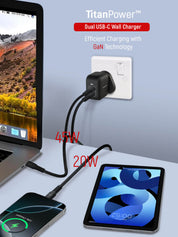 Suparo 45W GAN Dual USB-C Wall Charger (Black)